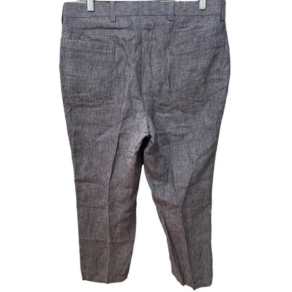 Riviera Red Pants Mens 31R Italian Linen Chambray Flat Front Unstructured